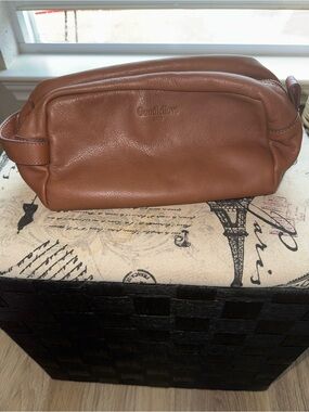 Goodfellow & Co Brown Pebbled Leather Dopp Kit